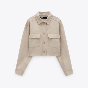 Zara: Linen Blend Cropped Overshirt